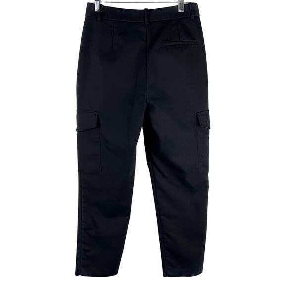 Zara Black Satin Straight Cargo Pants XS Utility Sleek - Picture 7 of 7